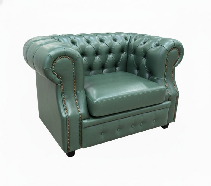 Кресло Честер ЛОФТ, экокожа, зеленый