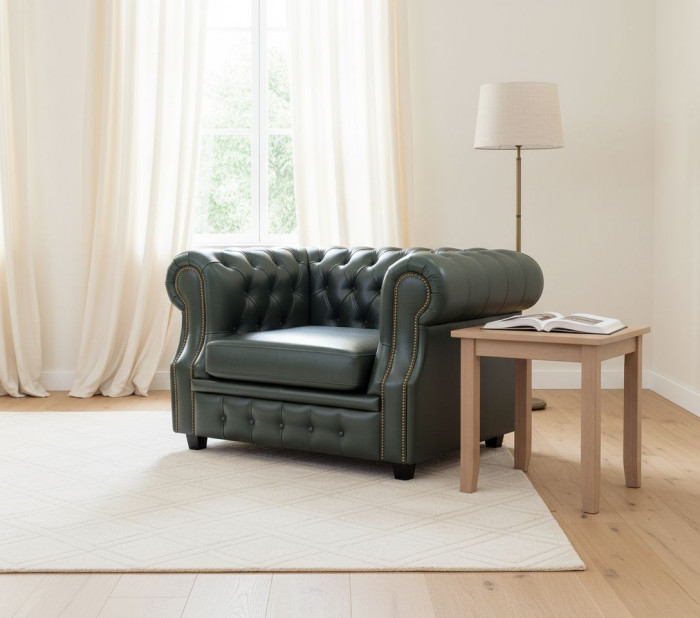 Кресло Честер ЛОФТ, экокожа, зеленый