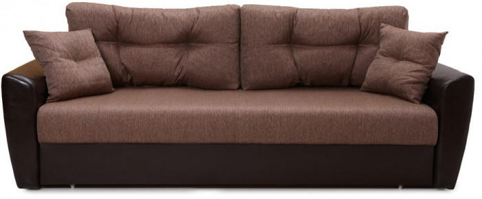 Диван-кровать Амстердам, 150х195, раскладной, еврокнижка, независимый пружинный блок, рогожка/экокожа, коричневый