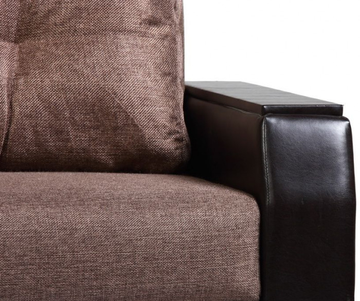 Диван-кровать Атлант 150х195, еврокнижка, рогожка/экокожа, коричневый