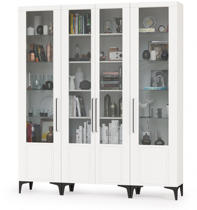 Валенсия Гостиная № 072, ЛДСП белый шагрень/МДФ белый шагрень