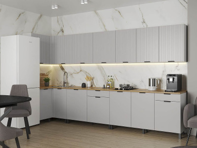 Кухня Венера угловая 1000 х 3700 МДФ Кашемир фрезерованный