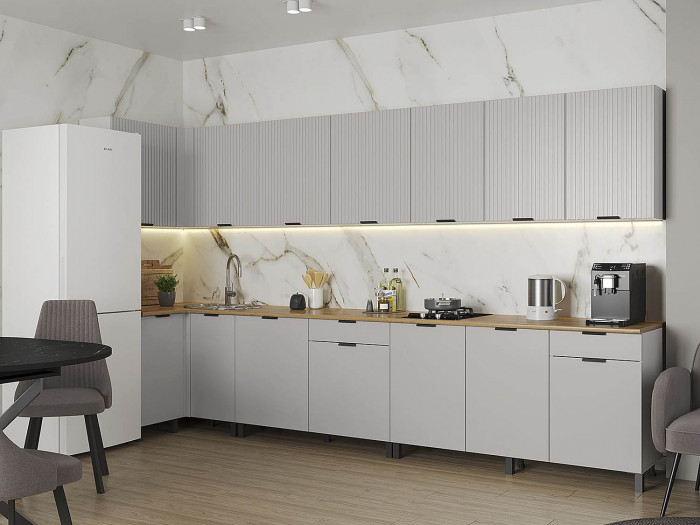 Кухня Венера угловая 1000 х 3700 МДФ Кашемир фрезерованный