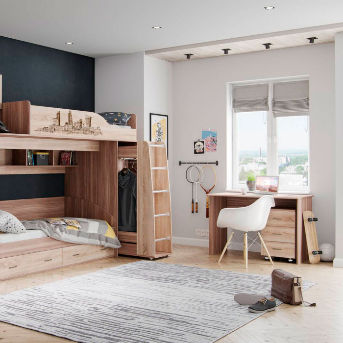 Орион стол письменный (750х1120х600) ясень шимо/дуб сонома