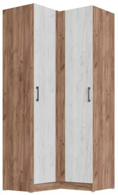 Вегас Шкаф угловой дуб крафт табачный/дуб крафт белый