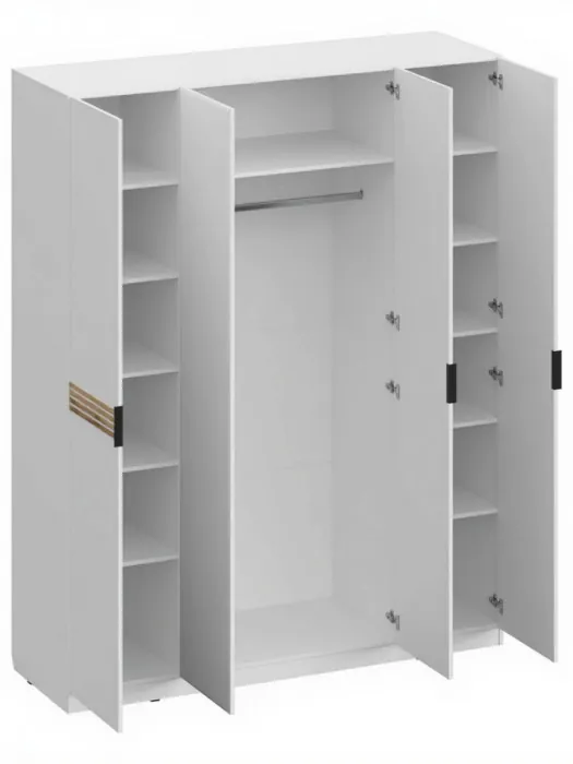 Шкаф 4-х створчатый с зеркалом ШК-4106, Белый/Профиль МДФ Дуб вотан