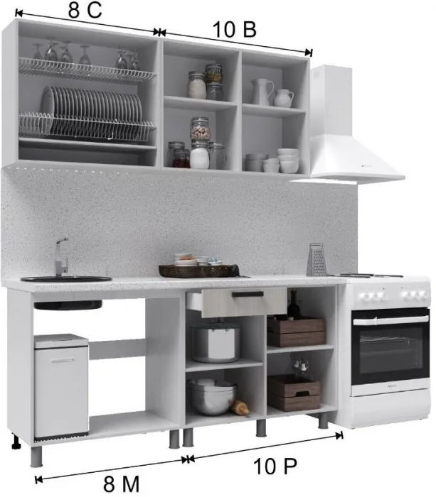 Кухонный гарнитур Версаль 1,8м Арктик/Арктик