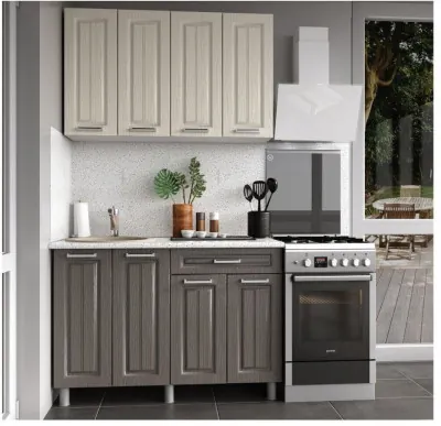 Кухонный гарнитур Луксор 1,2м Клен кремовый/Клен серый