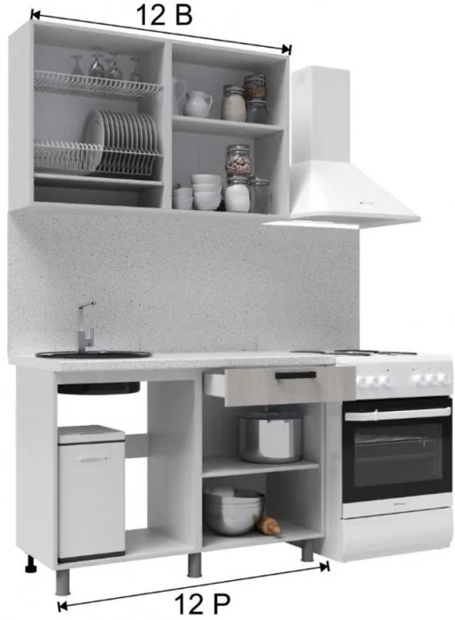 Кухонный гарнитур Луксор 1,2м Клен кремовый/Клен серый