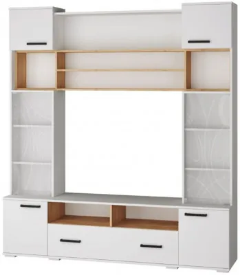 Гостиная Оскар-18 ОГЦС-1  белый/дуб крафт золотой