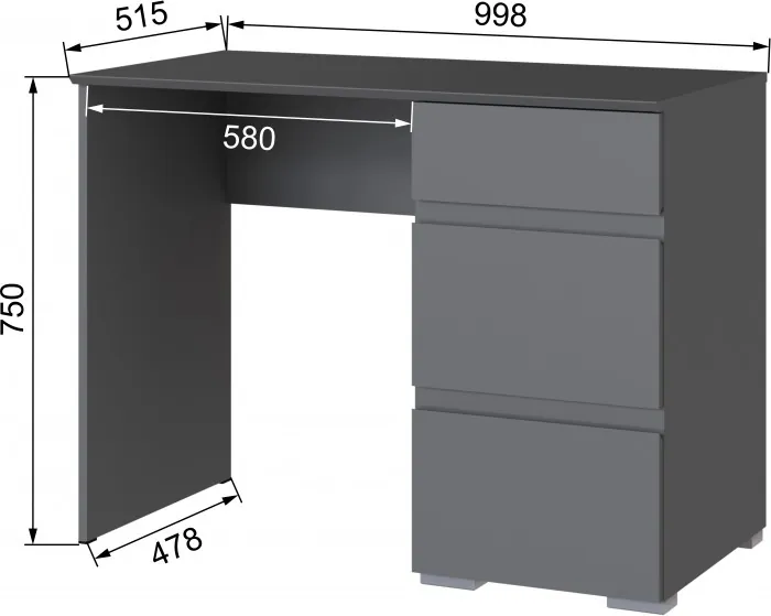 Плейона Стол косметический графит серый