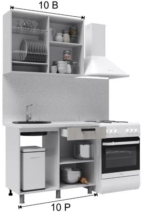 Кухонный гарнитур Тоскана 1,0м Белый/Графит