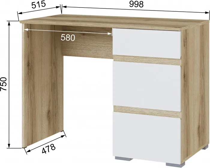 Плейона Стол косметический делано/белый