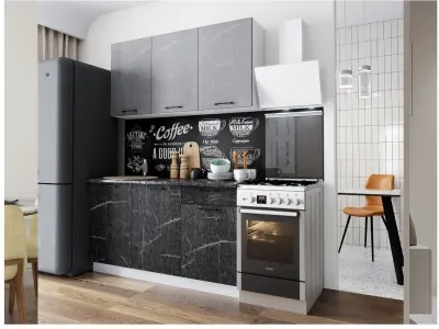 Кухонный гарнитур Марбл 1,5м Мрамор лайт/Мрамор дарк