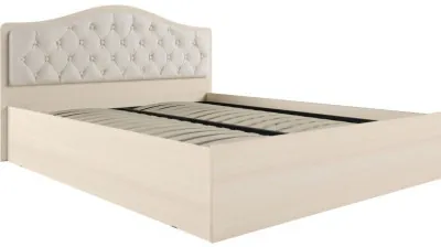 Кровать Дели дуб молочный + велюр карамель, ортопед 160