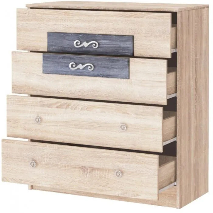 Мадлен Комод дуб сонома/МДФ дуб шале серебро