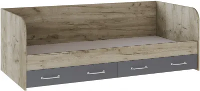 Кровать с ящиками Колибри-Лофт, Дуб крафт серый/Графит серый