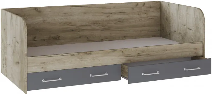 Кровать с ящиками Колибри-Лофт, Дуб крафт серый/Графит серый