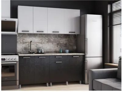 Кухонный гарнитур Григгс 1,8м камень светлый/камень темный