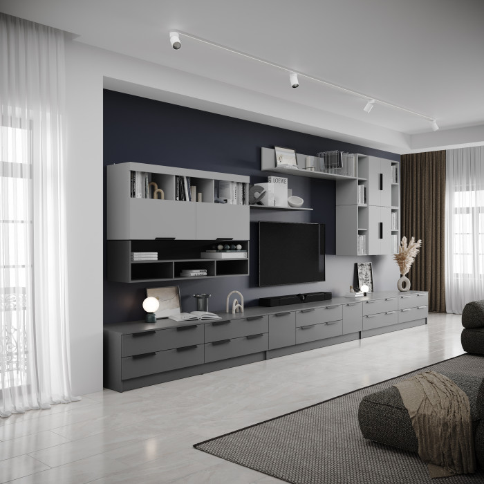 Набор мебели для гостиной "Мадрид", Графит серый/Камень серый