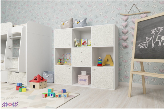 Стеллаж Джери (Винтерберг/Белое дерево)