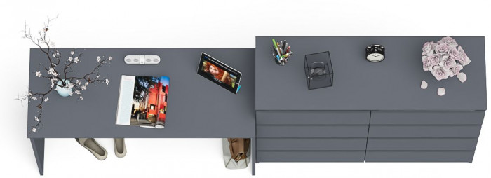 Мори Стол письменный МСП1200.1 + Комод МК1200.8, цвет графит, ШхГхВ 240,8х50х94 см., универсальная сборка