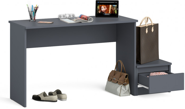 Мори Стол письменный МСП1200.1 + Тумба ТМП400.1, цвет графит, ШхГхВ 160,8х50х76,6 см., универсальная сборка