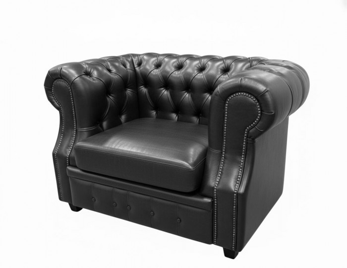 Кресло Честер ЛОФТ, экокожа, черный