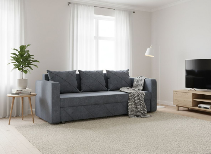 Раскладной диван-кровать, прямой, еврокнижка, цвет серый, Стелла 145х190