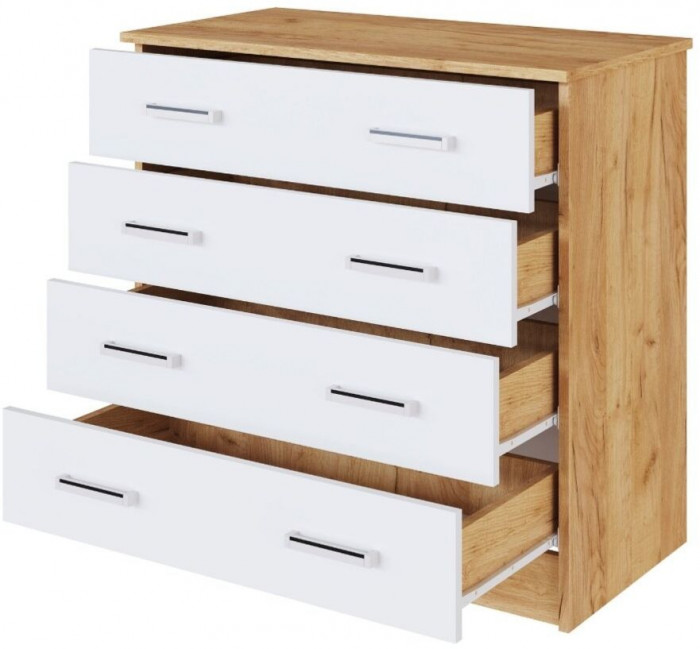 Комод Катрин-3 дуб крафт золотой/белый