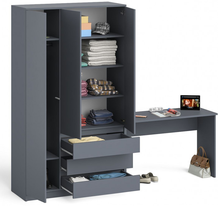 Мори письменный стол МСП1200.1 + Шкаф МШ1200.1, графит