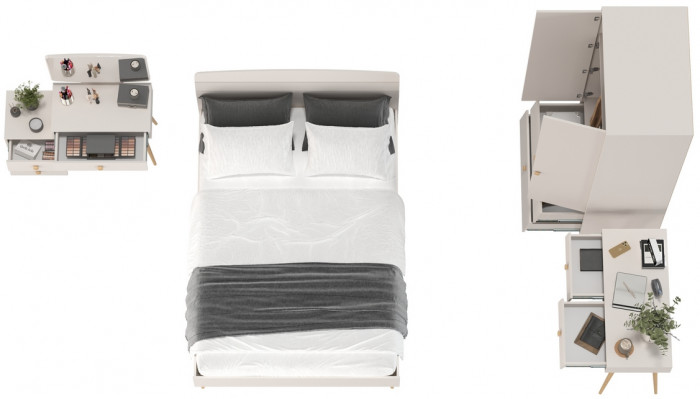 Афина Спальня 08-1400, цвет кашемир серый, сп.м. 1400х2000 мм., б/м, основание есть - фанера