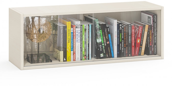 Полка книжная С-МД-КН01, цвет дуб, ШхГхВ 83х25х30 см., стеклянные дверцы