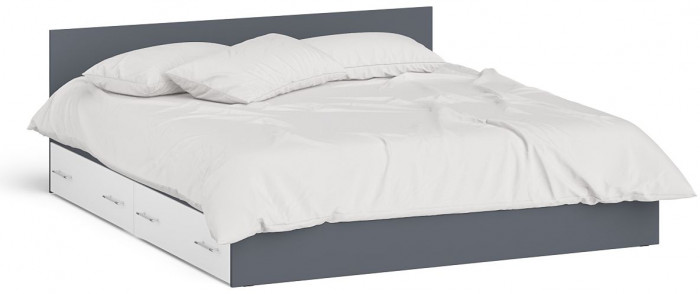 Мори Кровать с ящиками 1800, графит/белый