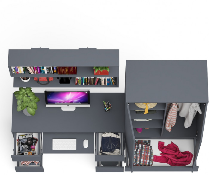 Мори компьютерный стол МС-2 + Шкаф МШ900.1 + Полка 1200, графит