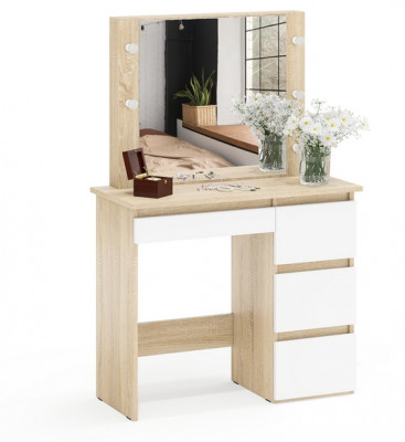 Стол косметический с подсветкой Сура, дуб сонома/белый