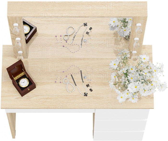 Стол косметический с подсветкой Сура, дуб сонома/белый