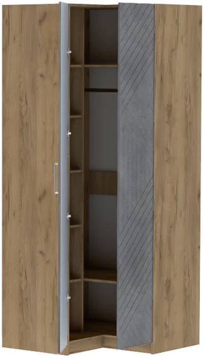 Шкаф угловой "Иннэс-7" - Крафт золотой/Бетон графит