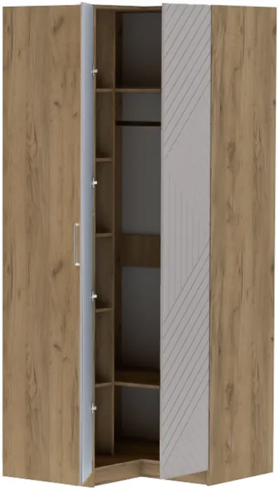 Шкаф угловой "Иннэс-7" - Крафт золотой/Грэй софт