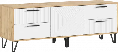 Флэш Тумба ТВ 1500 браш вайт/дуб крафт