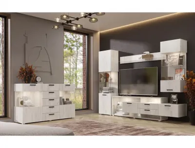 Гостиная Алтея, композиция 1, дуб крафт белый