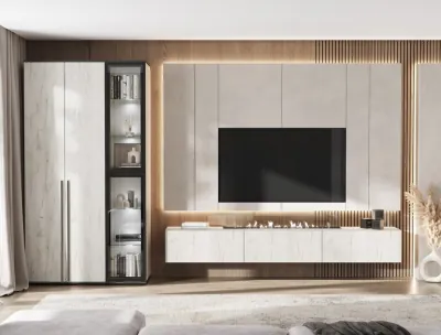 Норд Гостиная, Дуб крафт белый/Дуб крафт белый