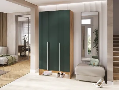 Луна Шкаф 3-х ств. браш мени грин/дуб крафт