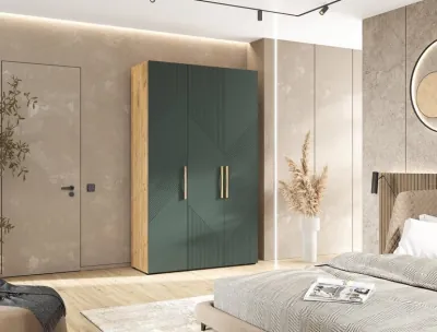 Ирис Шкаф 3-х ств. 1350 браш мени грин/дуб крафт