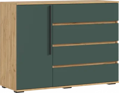 Норд Комод 1 дверь 4 ящика (1200), Дуб крафт/Изумрудный