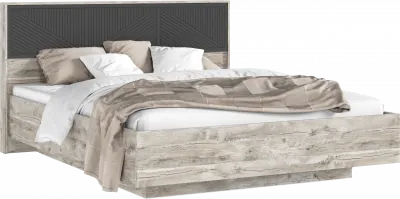 Сильвия Кровать парящая 1,6м (ортопед дерево) Браш Графит/Дуб Юкон, Дуб Юкон