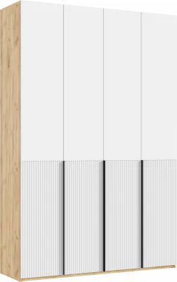 Марвэл Шкаф 4-х створчатый 1600, с доп.ящиками Браш Вайт, Дуб Крафт