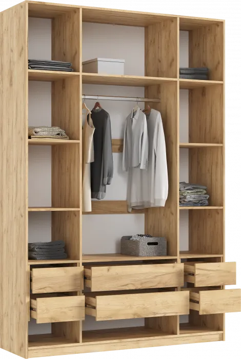 Марвэл Шкаф 4-х створчатый 1600, с доп.ящиками Браш Вайт, Дуб Крафт