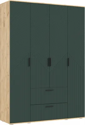 Сильвия Шкаф 4-х створчатый 1600, Браш Мени Грин/Дуб Крафт