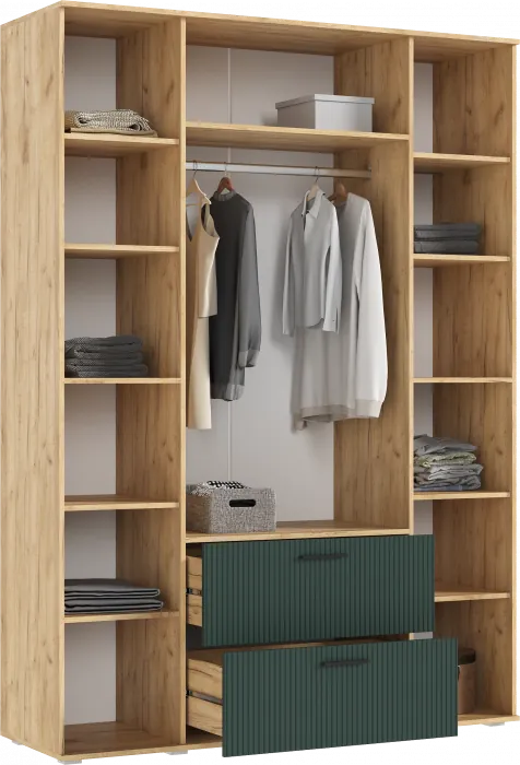 Сильвия Шкаф 4-х створчатый 1600, Браш Мени Грин/Дуб Крафт
